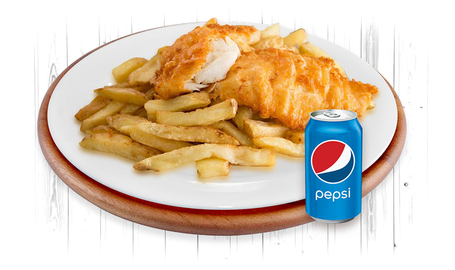 1 Piece Fish n Chips + Can of Pop